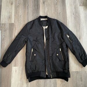 Zara Women’s Black Bomber Jacket Long